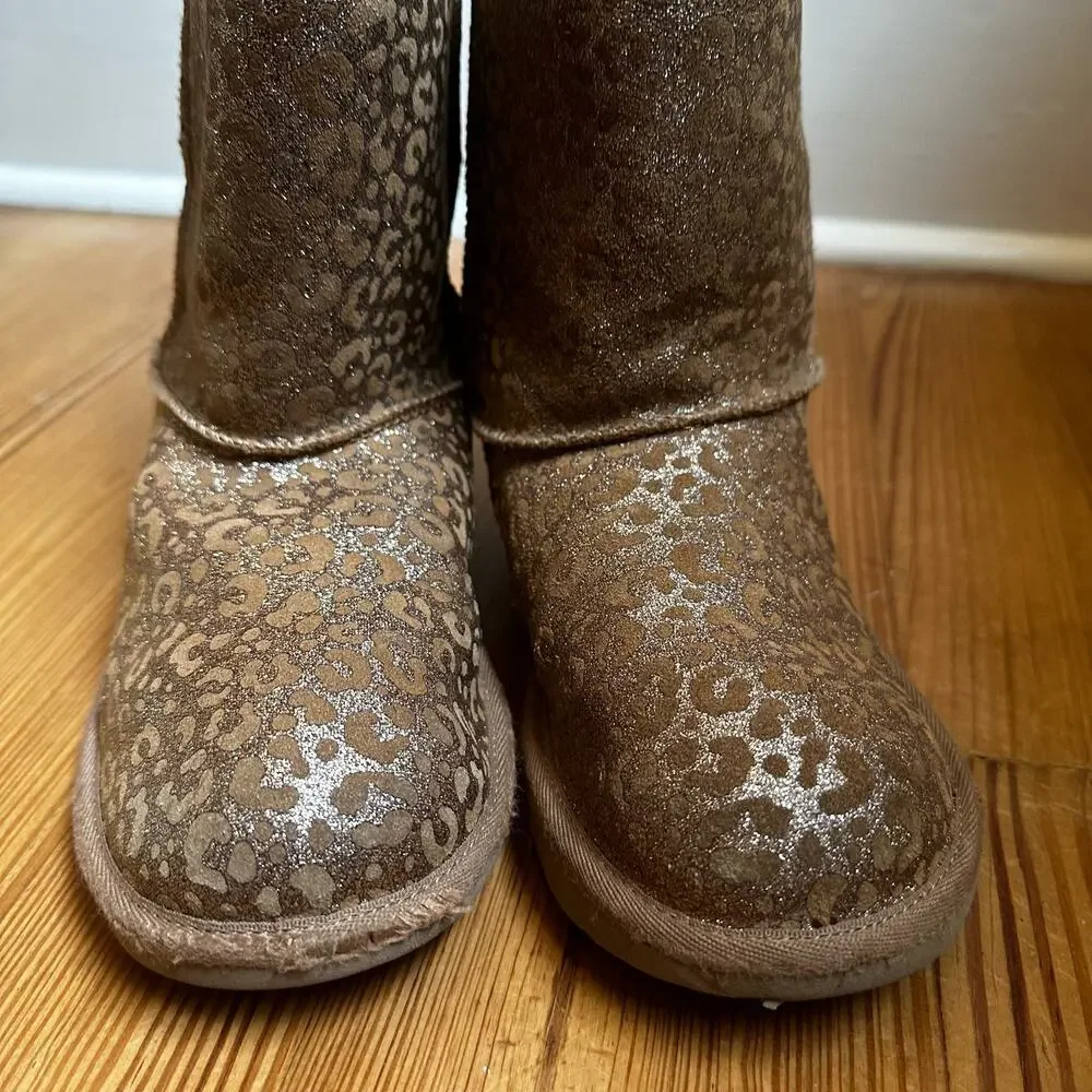 Ugg brown suede cheetah metallic calf boots‎ SIZE 6